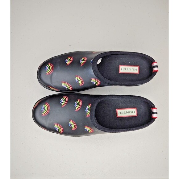 Nwb Hunter Women's Original Waterproof Play Mini Rainbow Print Clogs Size 8 - Picture 3 of 12